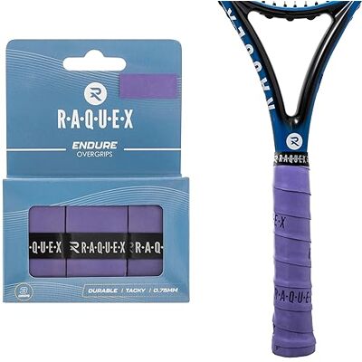 Raquex Endure-rackettape, 3 stuks, overgriptape voor rackets, dikte 0,75 mm, antislip, voor tennisrackets, badminton, squash, padel Raquex Endure-rackettape, 3 stuks, overgriptape voor rackets, dikte 0,75 mm, antislip, voor tennisrackets, badminton, squash, padel