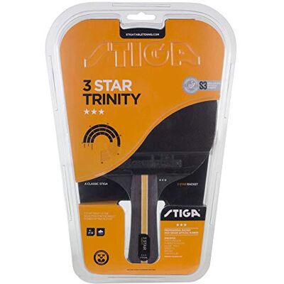 STIGA 3-Star Trinity, Concave, Ping Pong Racket, uniseks, volwassenen, zwart/rood, één maat STIGA 3-Star Trinity, Concave, Ping Pong Racket, uniseks, volwassenen, zwart/rood, één maat