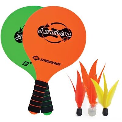 Schildkröt Jazzminton set met 2 rackets + 3 vogels + led-bal strand- en tuinracketspel om dag en nacht te spelen zeer leuk Schildkröt Jazzminton set met 2 rackets + 3 vogels + led-bal strand- en tuinracketspel om dag en nacht te spelen zeer leuk