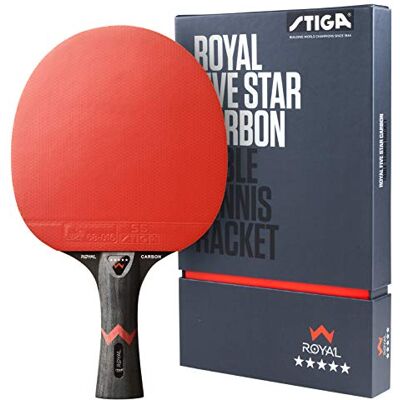 STIGA Royal 5-Star pingpong racket carbon zwart/rood STIGA Royal 5-Star pingpong racket carbon zwart/rood