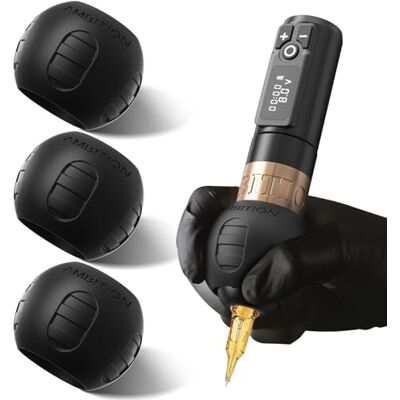 Ambition Grip hoes voor tatoeages, 54 mm, 3-delig, van voedselveilige siliconen, steriliseerbaar bij hoge temperatuur, compatibel met roterende tattoo-machines, 32-34 mm Ambition Grip hoes voor tatoeages, 54 mm, 3-delig, van voedselveilige siliconen, steriliseerbaar bij hoge temperatuur, compatibel met roterende tattoo-machines, 32-34 mm