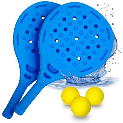 Pincho Strandpadelrackets, badminton, pickleball, strand, tennis, strandrackets, 2 rackets + 3 EVA-ballen, waterdicht (blauw) Pincho Strandpadelrackets, badminton, pickleball, strand, tennis, strandrackets, 2 rackets + 3 EVA-ballen, waterdicht (blauw)