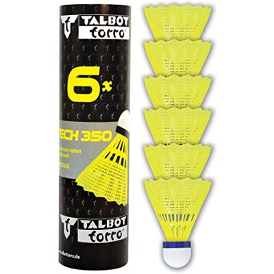 Talbot Torro Talbot-Torro Volants de Badminton Tech 350, 6 Pièces, Nylon, Blanc, Vitesse: Bleu/Moyen Talbot Torro Talbot-Torro Volants de Badminton Tech 350, 6 Pièces, Nylon, Blanc, Vitesse: Bleu/Moyen