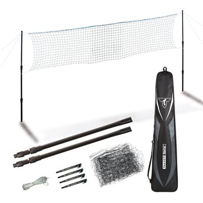 Talbot Torro Telescopisch badmintonnet, in hoogte verstelbaar: 1,25-1,55 m, breedte 6,10 m, in tas, 449599 Talbot Torro Telescopisch badmintonnet, in hoogte verstelbaar: 1,25-1,55 m, breedte 6,10 m, in tas, 449599