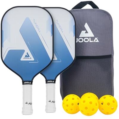 JOOLA Blue Lightning Pickleball Kit met 2 rackets, 4 ballen en tas, ideaal voor hobbyspelers, blauw, 7-delig JOOLA Blue Lightning Pickleball Kit met 2 rackets, 4 ballen en tas, ideaal voor hobbyspelers, blauw, 7-delig