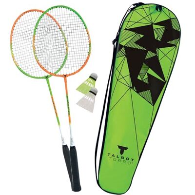 Talbot Torro Talbot-Torro Badminton Attacker 4 set, 4 rackets van duurzaam staal, 3 nylon stuurwielen, net met palen, inclusief draagtas Talbot Torro Talbot-Torro Badminton Attacker 4 set, 4 rackets van duurzaam staal, 3 nylon stuurwielen, net met palen, inclusief draagtas