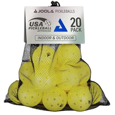 JOOLA Pickleball Primo Premium 3-sterren speelballen voor buiten en binnen met USAPA-certificering, 26 g, 74 mm diameter JOOLA Pickleball Primo Premium 3-sterren speelballen voor buiten en binnen met USAPA-certificering, 26 g, 74 mm diameter