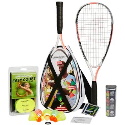Speedminton ® S900 Professionele badmintonset met carbon rackets + 5 Speeder®, speelbord, tas Speedminton ® S900 Professionele badmintonset met carbon rackets + 5 Speeder®, speelbord, tas