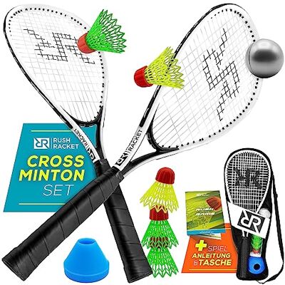 Rush Racket RS3 Speed 5-delige badmintonset (2 rackets, 5 ruches, 1 softbal, 8 veldmarkers, 1 draagtas) Crossminton Turbo Badminton Set (wit) Rush Racket RS3 Speed 5-delige badmintonset (2 rackets, 5 ruches, 1 softbal, 8 veldmarkers, 1 draagtas) Crossminton Turbo Badminton Set (wit)