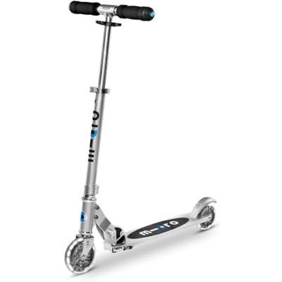 Micro , Sprite LED Trottinette pliable à 2 roues pour enfant en Compact et pliable, léger, réglable, pliable, roues LED activées par le mouvement, frein arrière, développement suisse Micro , Sprite LED Trottinette pliable à 2 roues pour enfant en Compact et pliable, léger, réglable, pliable, roues LED activées par le mouvement, frein arrière, développement suisse