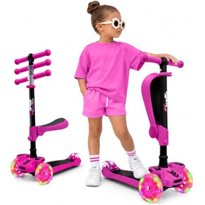 Hurtle Kinderstep, 3 wielen, opvouwbare kinderstep met verstelbare hoogte, antislip dienblad, led-verlichte wielen, step voor meisjes/jongens van 2 tot 12 jaar Hurtle Kinderstep, 3 wielen, opvouwbare kinderstep met verstelbare hoogte, antislip dienblad, led-verlichte wielen, step voor meisjes/jongens van 2 tot 12 jaar
