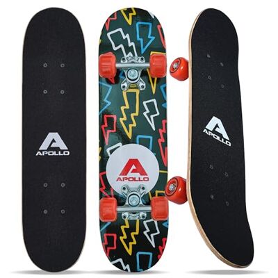 Apollo Skateboard voor kinderen, compleet klein board met ABEC 3 kogellagers en aluminium assen, cool design voor kinderen, cruiser board voor meisjes en jongens, skateboard voor Apollo Skateboard voor kinderen, compleet klein board met ABEC 3 kogellagers en aluminium assen, cool design voor kinderen, cruiser board voor meisjes en jongens, skateboard voor