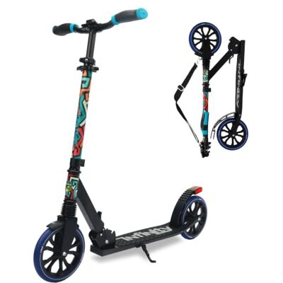 SereneLife Freestyle step, step voor volwassenen en jongeren, in hoogte verstelbaar, all-terrain scooter met grote wielen en vering, eenvoudig manoeuvreren en opvouwbaar SereneLife Freestyle step, step voor volwassenen en jongeren, in hoogte verstelbaar, all-terrain scooter met grote wielen en vering, eenvoudig manoeuvreren en opvouwbaar