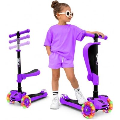 Hurtle Kinderstep, 3 wielen, opvouwbare kinderstep met verstelbare hoogte, antislip dienblad, led-verlichte wielen, step voor meisjes/jongens van 2 tot 12 jaar Hurtle Kinderstep, 3 wielen, opvouwbare kinderstep met verstelbare hoogte, antislip dienblad, led-verlichte wielen, step voor meisjes/jongens van 2 tot 12 jaar