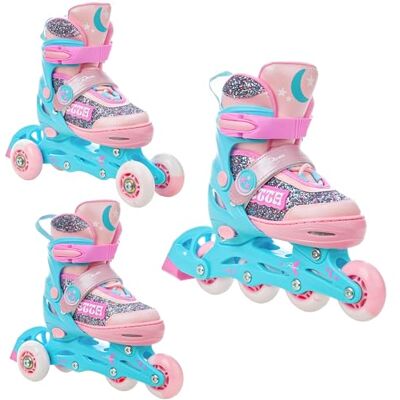 Raven 3-in-1 inline skates, triskates, verstelbare Lia/Loret rolschaatsen met led-lichtwiel Raven 3-in-1 inline skates, triskates, verstelbare Lia/Loret rolschaatsen met led-lichtwiel