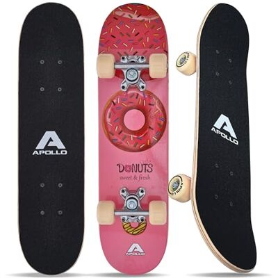 Apollo Skateboard voor kinderen, compleet klein board met ABEC 3 kogellagers en aluminium assen, cool design voor kinderen, cruiser board voor meisjes en jongens, skateboard voor Apollo Skateboard voor kinderen, compleet klein board met ABEC 3 kogellagers en aluminium assen, cool design voor kinderen, cruiser board voor meisjes en jongens, skateboard voor