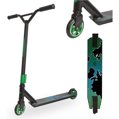 Schildkröt Freestyle Untwist Scooter, zwart en groen design, 360° stuur, 100 mm PU-wielen, antislip dek, voor figuren en skatepark, kinderen en jongeren Schildkröt Freestyle Untwist Scooter, zwart en groen design, 360° stuur, 100 mm PU-wielen, antislip dek, voor figuren en skatepark, kinderen en jongeren
