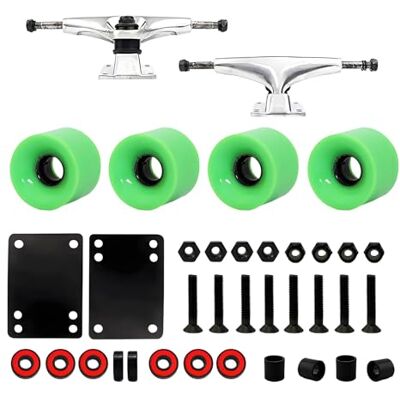 Uqezagpa Ensemble de roues et de skateboard de 12,7 cm comprenant une roue de 60 mm et des roulements de haute précision pour une conduite fluide, tous niveaux, longboards Uqezagpa Ensemble de roues et de skateboard de 12,7 cm comprenant une roue de 60 mm et des roulements de haute précision pour une conduite fluide, tous niveaux, longboards