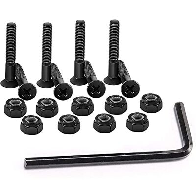 CENPEK 17 stuks skateboardhardware, standaard kruiskopbevestigingsbouten, schroevendraaierkop voor longboard, inbussleutel, montageschroeven, zwart CENPEK 17 stuks skateboardhardware, standaard kruiskopbevestigingsbouten, schroevendraaierkop voor longboard, inbussleutel, montageschroeven, zwart