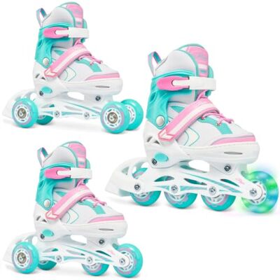 Raven 3-in-1 inline skates, triskates, verstelbare Lia/Loret rolschaatsen met led-lichtwiel Raven 3-in-1 inline skates, triskates, verstelbare Lia/Loret rolschaatsen met led-lichtwiel