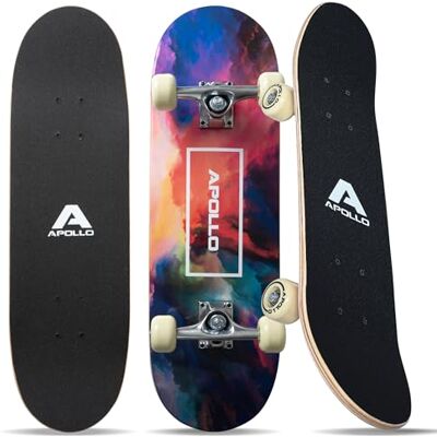 Apollo Skateboard voor kinderen, compleet klein board met ABEC 3 kogellagers en aluminium assen, cool design voor kinderen, cruiser board voor meisjes en jongens, skateboard voor Apollo Skateboard voor kinderen, compleet klein board met ABEC 3 kogellagers en aluminium assen, cool design voor kinderen, cruiser board voor meisjes en jongens, skateboard voor