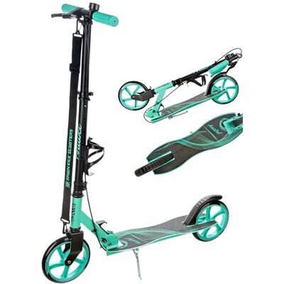 Raven Scooter voor kinderen, volwassenen Scooter Freestyle step Opvouwbaar, verstelbaar, draagriem, bel, flessenhouder Anabel Black/Mint met handrem, wielen 200 mm Raven Scooter voor kinderen, volwassenen Scooter Freestyle step Opvouwbaar, verstelbaar, draagriem, bel, flessenhouder Anabel Black/Mint met handrem, wielen 200 mm