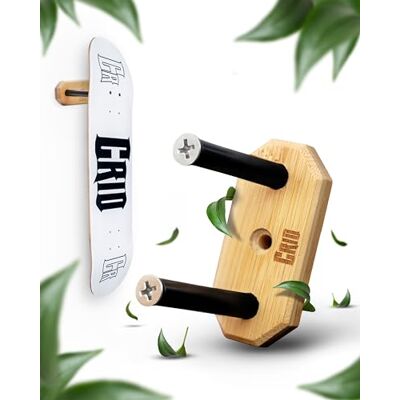 CRID Skateboardhouder met zweefeffect bamboe universele houder voor elk skateboard aluminium standaard offs gratis montageset modern design merk CRID Skateboardhouder met zweefeffect bamboe universele houder voor elk skateboard aluminium standaard offs gratis montageset modern design merk