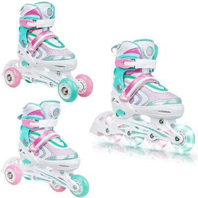 Raven 3-in-1 inline skates, triskates, verstelbare Lia/Loret rolschaatsen met led-lichtwiel Raven 3-in-1 inline skates, triskates, verstelbare Lia/Loret rolschaatsen met led-lichtwiel