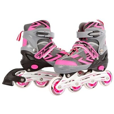 Kids Globe Van Manen Inline Skate Van Manen Globe Street Rider 720234 voor kinderen, roze/grijs, in grootte verstelbaar 29-32, aluminium frame ABEC7 Kids Globe Van Manen Inline Skate Van Manen Globe Street Rider 720234 voor kinderen, roze/grijs, in grootte verstelbaar 29-32, aluminium frame ABEC7
