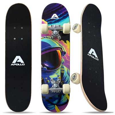Apollo Skateboard voor kinderen, compleet klein board met ABEC 3 kogellagers en aluminium assen, cool design voor kinderen, cruiser board voor meisjes en jongens, skateboard voor Apollo Skateboard voor kinderen, compleet klein board met ABEC 3 kogellagers en aluminium assen, cool design voor kinderen, cruiser board voor meisjes en jongens, skateboard voor