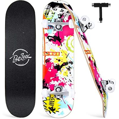 BELEEV Cruiser skateboard,79 x 20 cm,voor kinderen, tieners en volwassenen, 7 lagen Canadees esdoornhout, dubbelkick deck Concave met all-in-one T-tool voor beginners 7 lagen Canadese esdoorn, dubbele concave brug, alles-in-één gereedschap inbegrepen (m BELEEV Cruiser skateboard,79 x 20 cm,voor kinderen, tieners en volwassenen, 7 lagen Canadees esdoornhout, dubbelkick deck Concave met all-in-one T-tool voor beginners 7 lagen Canadese esdoorn, dubbele concave brug, alles-in-één gereedschap inbegrepen (m