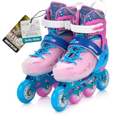 meteor Loky Inlineskates voor kinderen, verstelbaar, 30-37, met lichtgevende led-wielen, ABEC 7-lagers, aluminium frame, achterrem, PU-wielen 82A meteor Loky Inlineskates voor kinderen, verstelbaar, 30-37, met lichtgevende led-wielen, ABEC 7-lagers, aluminium frame, achterrem, PU-wielen 82A