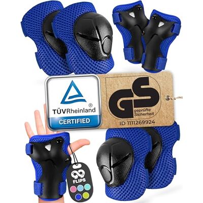 99FLIPS Bescherming voor rolschaatsen voor kinderen, meisjes, 3 jaar, kniebeschermer, skateboard, BMX, inline skates, kniebeschermer, skateboard, BMX, rolschaatsen, meisjes, FLASH XS, blauw 99FLIPS Bescherming voor rolschaatsen voor kinderen, meisjes, 3 jaar, kniebeschermer, skateboard, BMX, inline skates, kniebeschermer, skateboard, BMX, rolschaatsen, meisjes, FLASH XS, blauw