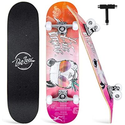 BELEEV Cruiser skateboard,79 x 20 cm,voor kinderen, tieners en volwassenen, 7 lagen Canadees esdoornhout, dubbelkick deck Concave met all-in-one T-tool voor beginners BELEEV Cruiser skateboard,79 x 20 cm,voor kinderen, tieners en volwassenen, 7 lagen Canadees esdoornhout, dubbelkick deck Concave met all-in-one T-tool voor beginners