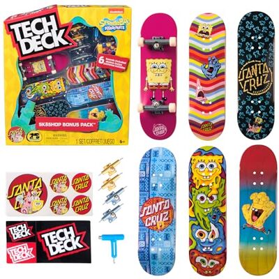 Tech Deck TED Skate Shop Bonus SpongeBob Personaliseer 6 planken met skategereedschap en wielen, authentieke details, skateboardspeelgoed Tech Deck TED Skate Shop Bonus SpongeBob Personaliseer 6 planken met skategereedschap en wielen, authentieke details, skateboardspeelgoed