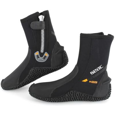 SEAC Basic HD 5 mm neopreen duiklaarzen met ritssluiting, gevulkaniseerde halfharde zool, uniseks, volwassenen, zwart, XXXL SEAC Basic HD 5 mm neopreen duiklaarzen met ritssluiting, gevulkaniseerde halfharde zool, uniseks, volwassenen, zwart, XXXL