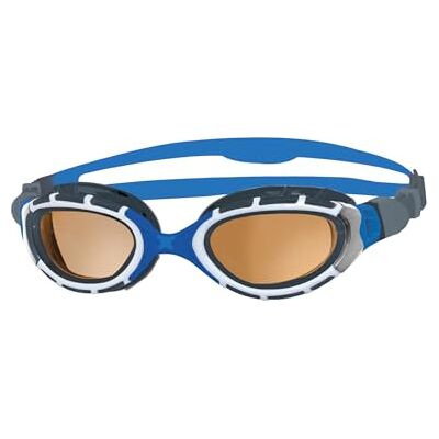 Zoggs Predator Flex Zwembril voor volwassenen, UV-bescherming, comfortabele brillenriemen, snel verstelbaar, anti-condens-zwemglazen, blauw/grijs/koper, gepolariseerd, regular fit Zoggs Predator Flex Zwembril voor volwassenen, UV-bescherming, comfortabele brillenriemen, snel verstelbaar, anti-condens-zwemglazen, blauw/grijs/koper, gepolariseerd, regular fit