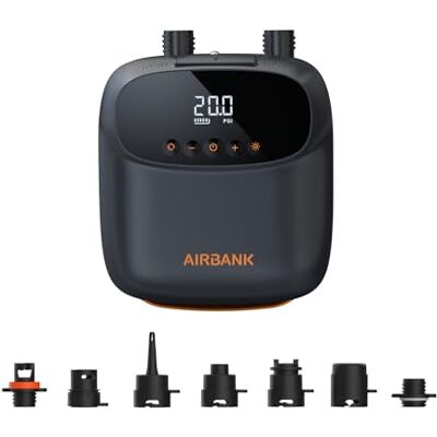 AIRBANK SUP Elektrische luchtpomp met batterij De Pro Pad Dubbele stap oplaadbare luchtpomp voor paddleboard, Wing Foil & Kite, tent, matras AIRBANK SUP Elektrische luchtpomp met batterij De Pro Pad Dubbele stap oplaadbare luchtpomp voor paddleboard, Wing Foil & Kite, tent, matras