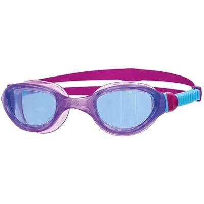 Zoggs Phantom 2.0 Zwembril voor kinderen, uv-bescherming, gespleten riem, transparante glazen, anti-condens, snelle pasvorm, voor kinderen van 6 tot 14 jaar, blauw/paars/blauw Zoggs Phantom 2.0 Zwembril voor kinderen, uv-bescherming, gespleten riem, transparante glazen, anti-condens, snelle pasvorm, voor kinderen van 6 tot 14 jaar, blauw/paars/blauw