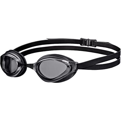 ARENA Python Racing Zwembril voor dames en heren, uv-bescherming, anti-condens, dubbele riem, spiegelvrije glazen, donkergrijs/zwart ARENA Python Racing Zwembril voor dames en heren, uv-bescherming, anti-condens, dubbele riem, spiegelvrije glazen, donkergrijs/zwart