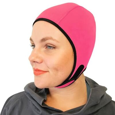 SwimCell Neopreen zwemmuts met bevestiging, badmuts, roze Thermische muts van neopreen, 4 mm, voor zwemmen in koud water. Verstelbaar en omkeerbaar in zwart. Volwassenen en jongeren SwimCell Neopreen zwemmuts met bevestiging, badmuts, roze Thermische muts van neopreen, 4 mm, voor zwemmen in koud water. Verstelbaar en omkeerbaar in zwart. Volwassenen en jongeren