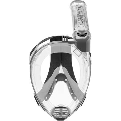 CRESSI Duke Full Face Mask Compleet masker met droge snorkel en houder voor actiecamera, uniseks, volwassenen, transparant/zilver, M/L CRESSI Duke Full Face Mask Compleet masker met droge snorkel en houder voor actiecamera, uniseks, volwassenen, transparant/zilver, M/L