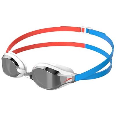 Speedo Fastskin Speedsocket 2 Uniseks zwembril, wedstrijdbril, anti-condens, lekvrij, zeemeermin-rood/Picton blauw, één maat Speedo Fastskin Speedsocket 2 Uniseks zwembril, wedstrijdbril, anti-condens, lekvrij, zeemeermin-rood/Picton blauw, één maat