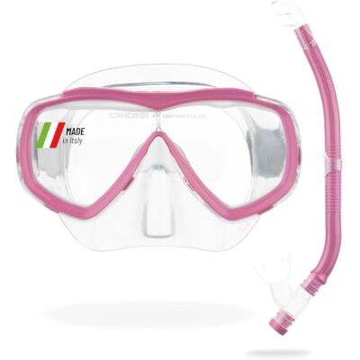 CRESSI Estrella Jr Combo Set Estrella Jr + Snorkel Top voor duiken met snorkel, transparant/roze, één maat, uniseks, junior CRESSI Estrella Jr Combo Set Estrella Jr + Snorkel Top voor duiken met snorkel, transparant/roze, één maat, uniseks, junior