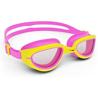 AqtivAqua Zwembril voor kinderen, zwembril voor jongens en meisjes, JR (roze/geel, helder) AqtivAqua Zwembril voor kinderen, zwembril voor jongens en meisjes, JR (roze/geel, helder)