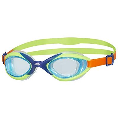 Zoggs Sonic Air Junior Zwembril voor kinderen, uv-bescherming, anti-condensbescherming, blauw/groen/oranje, 6-14 jaar Zoggs Sonic Air Junior Zwembril voor kinderen, uv-bescherming, anti-condensbescherming, blauw/groen/oranje, 6-14 jaar