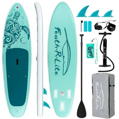 FEATH-R-LITE SUP Complete Opblaasbare Surfplank Paddleboard Accessoires Paddleboard Verstelbare Paddling, Pomp, ISUP Reisrugzak, Lead, Waterdichte Tas, 320 x 76 x 15 cm FEATH-R-LITE SUP Complete Opblaasbare Surfplank Paddleboard Accessoires Paddleboard Verstelbare Paddling, Pomp, ISUP Reisrugzak, Lead, Waterdichte Tas, 320 x 76 x 15 cm
