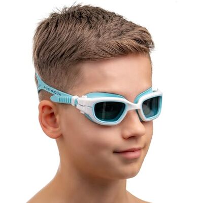 AqtivAqua MINI-DX Zwembril voor kinderen, zwembril met groot gezichtsveld, voor jongens en meisjes (blauw wit, licht) AqtivAqua MINI-DX Zwembril voor kinderen, zwembril met groot gezichtsveld, voor jongens en meisjes (blauw wit, licht)