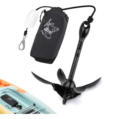 Alpinista Kajakanker, paddleboard-anker, 1,6 kg, met kettingset voor kajak, SUP, kano met 12,2 m mariene touw Alpinista Kajakanker, paddleboard-anker, 1,6 kg, met kettingset voor kajak, SUP, kano met 12,2 m mariene touw