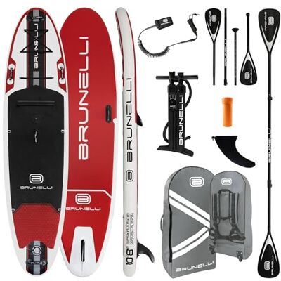 Brunelli Opblaasbaar windboard, 10,8" x Fusion dubbellaagse iSUP rood Brunelli Opblaasbaar windboard, 10,8" x Fusion dubbellaagse iSUP rood